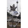 Large water lily stainless steel sculpture